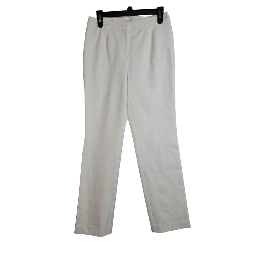 VTG Don Caster Stretch Trousers Womens 4 Petite Off White Pleated Work Pants NWT